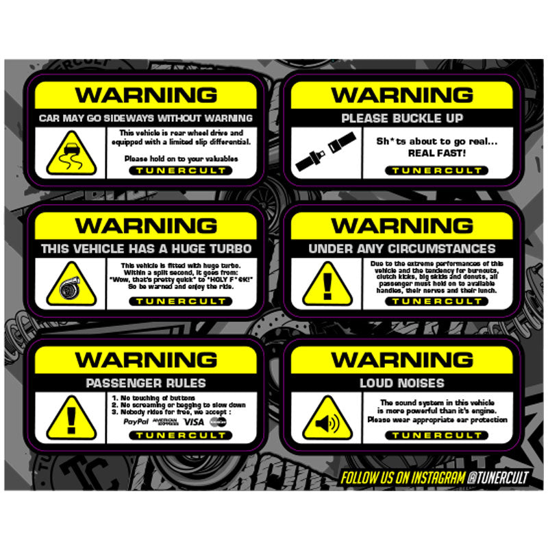 WARNING STICKER SHEET